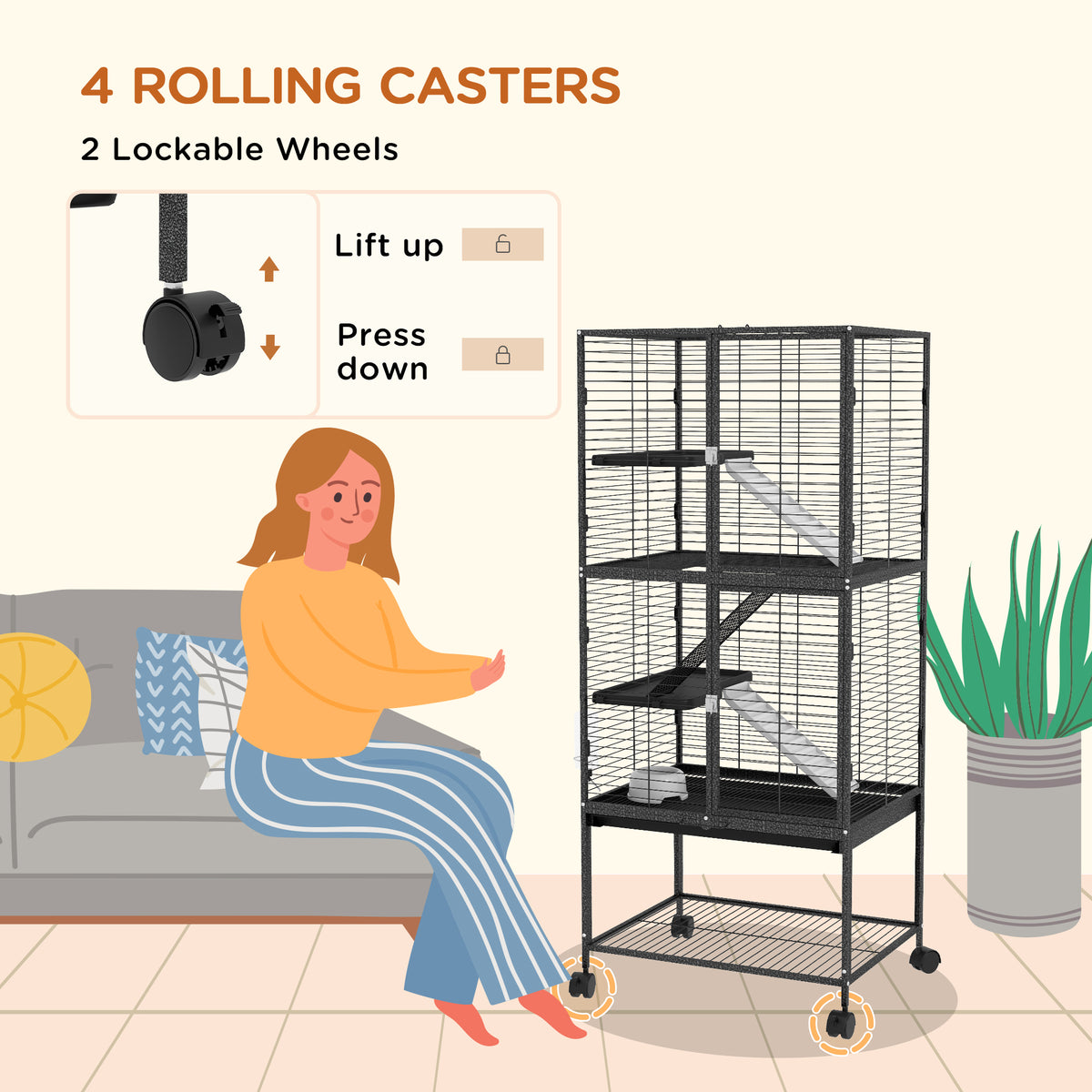 Rolling 4-Tier Small Animal Cage