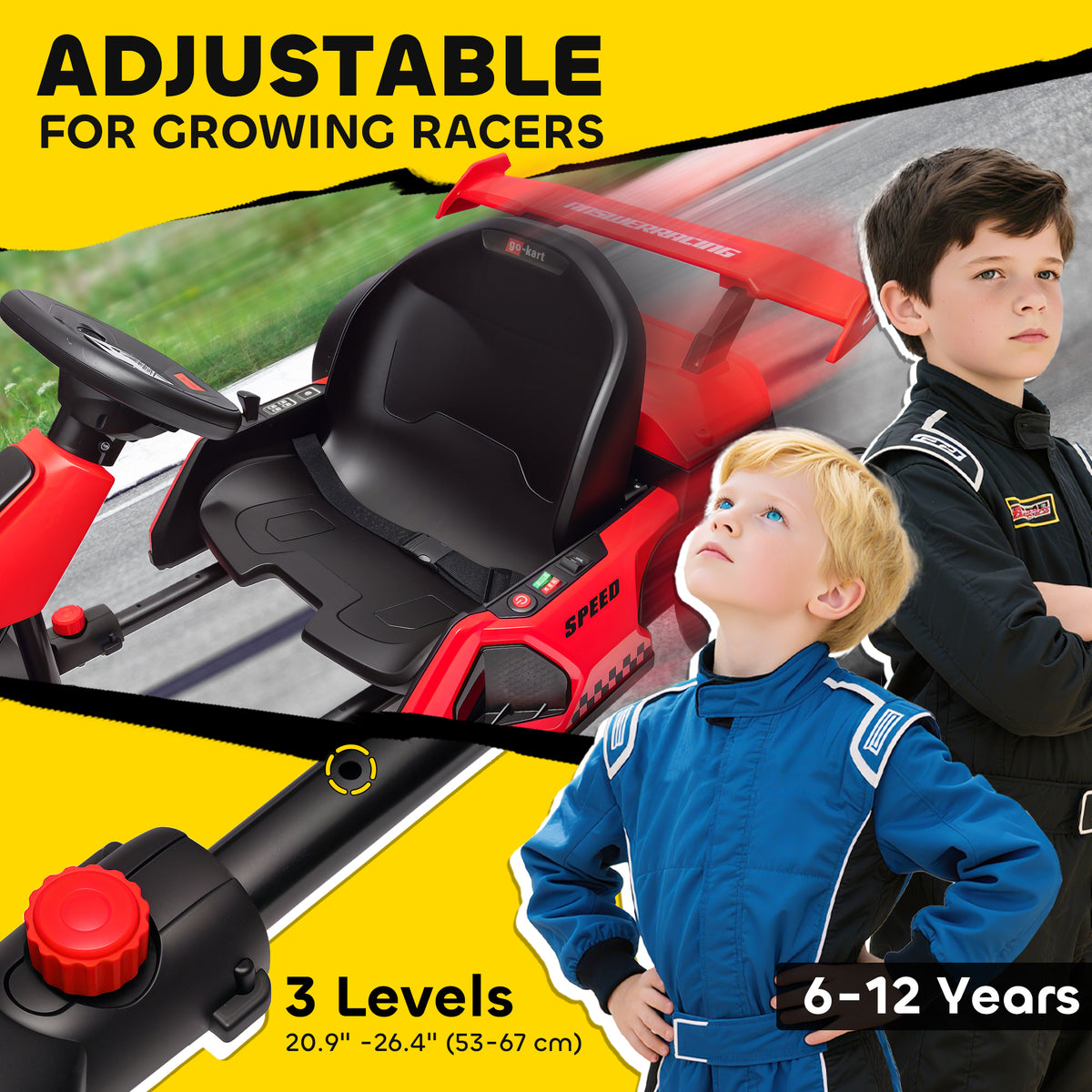 Electric Go Kart 24V Kids with Adjustable Seat