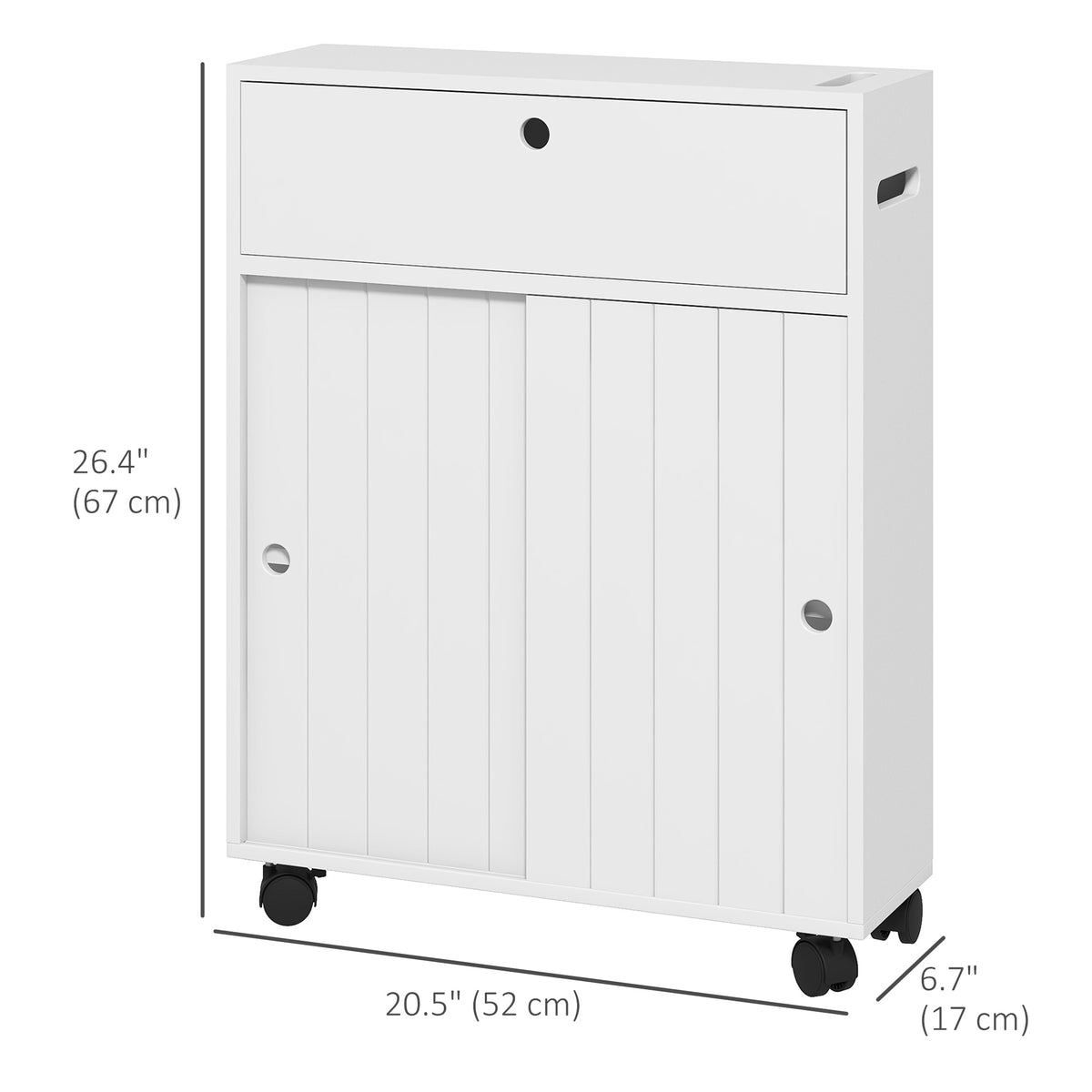 Mueble de almacenamiento estrecho con ruedas para baño