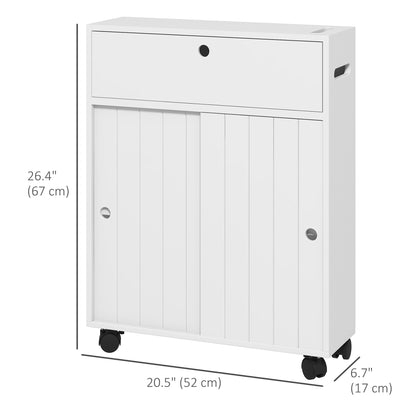 Mueble de almacenamiento estrecho con ruedas para baño