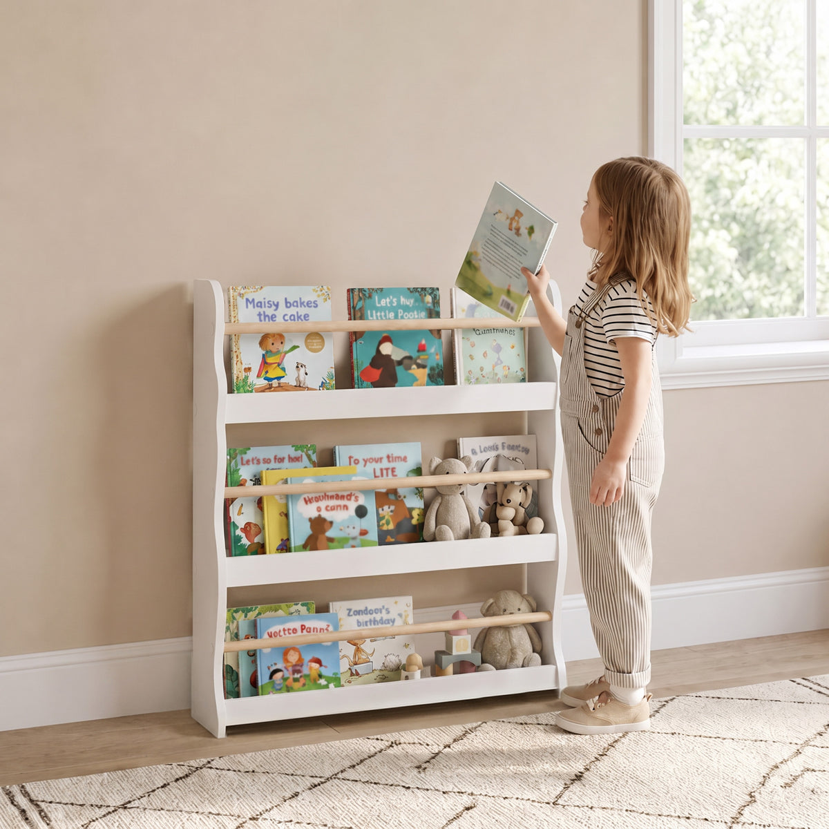 Biblioteca de pared para niños con 3 estantes