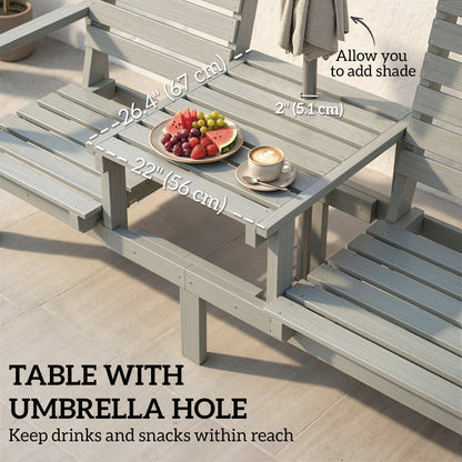2-Seater Outdoor Bench Adjustable High Back with Wheels