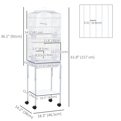 Rolling Bird Cage with Play Top and Storage Shelf