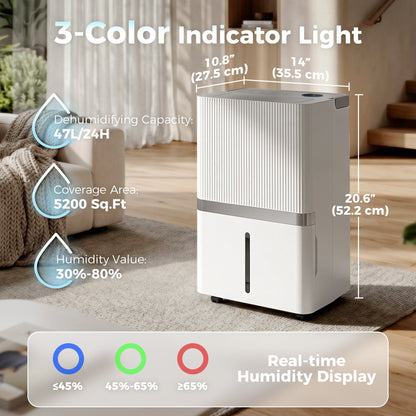 Deshumidificador inteligente WiFi de 100 pintas para grandes superficies