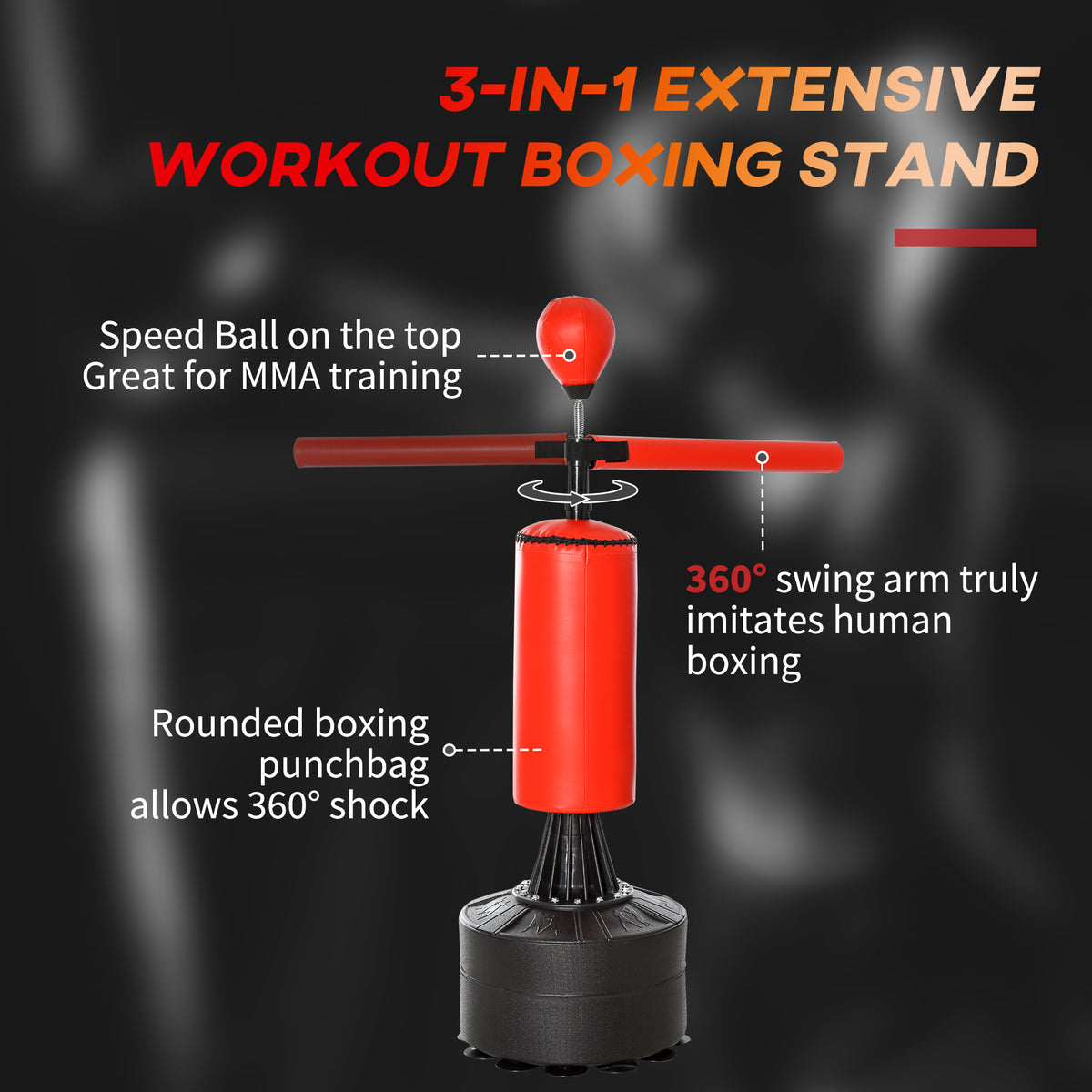 Freestanding Boxing Punch Bag Stand with Rotating Arm