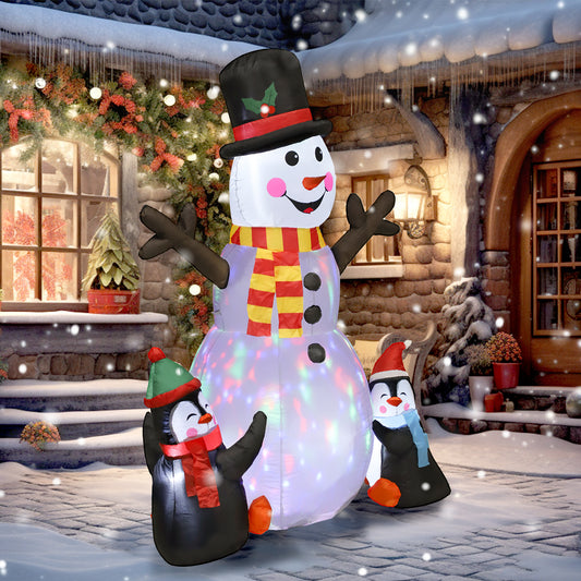 Inflatable Christmas Snowman & Penguins 180 cm with Projector Light