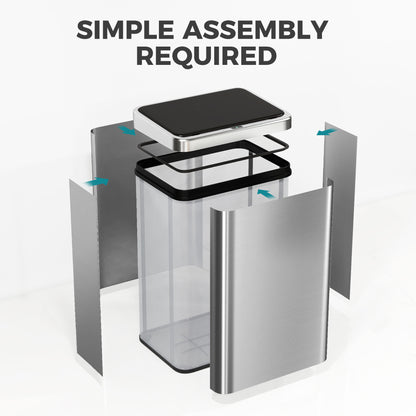 Automatic Touchless Garbage Can 40 L Stainless Steel