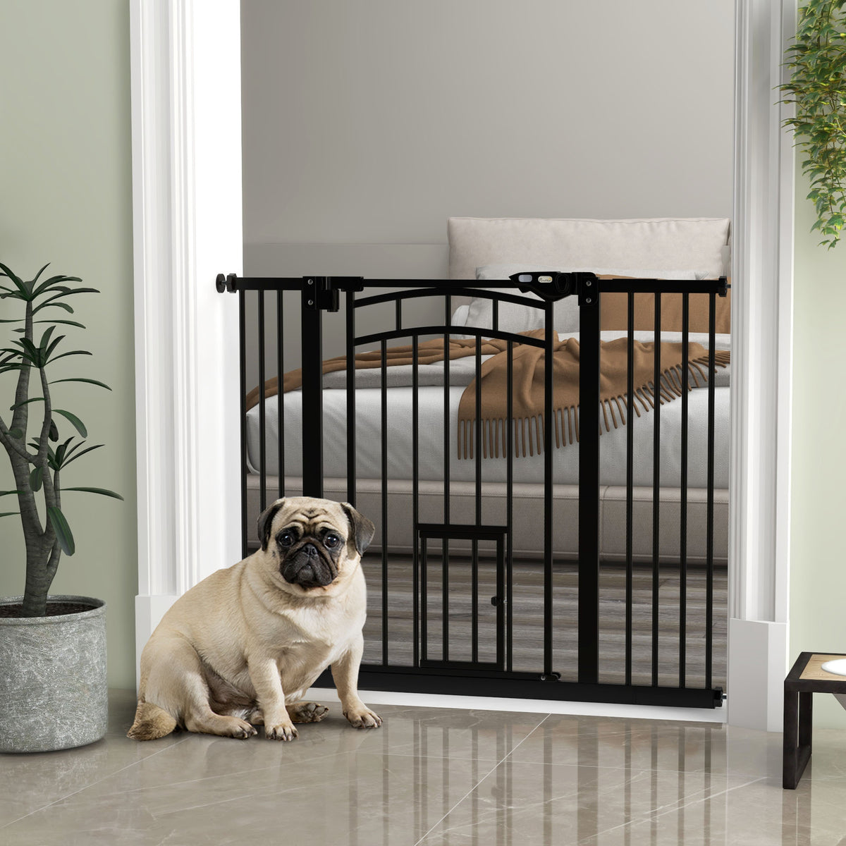 Pet Gate with Cat Door and Double Locking System