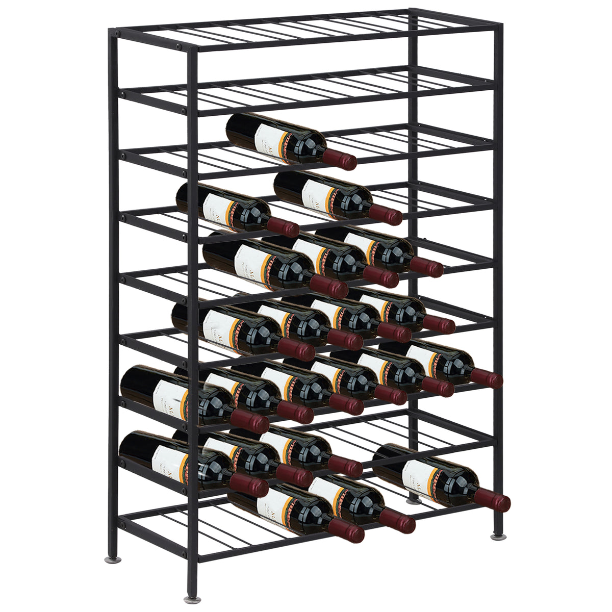 Freestanding metal wine rack 54 bottles