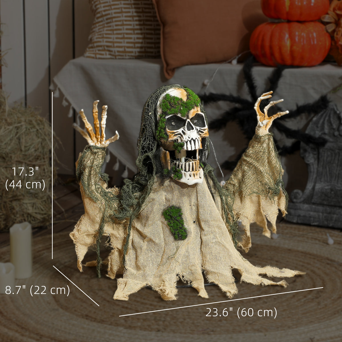 Animated Halloween Skeleton with Glowing LED Eyes