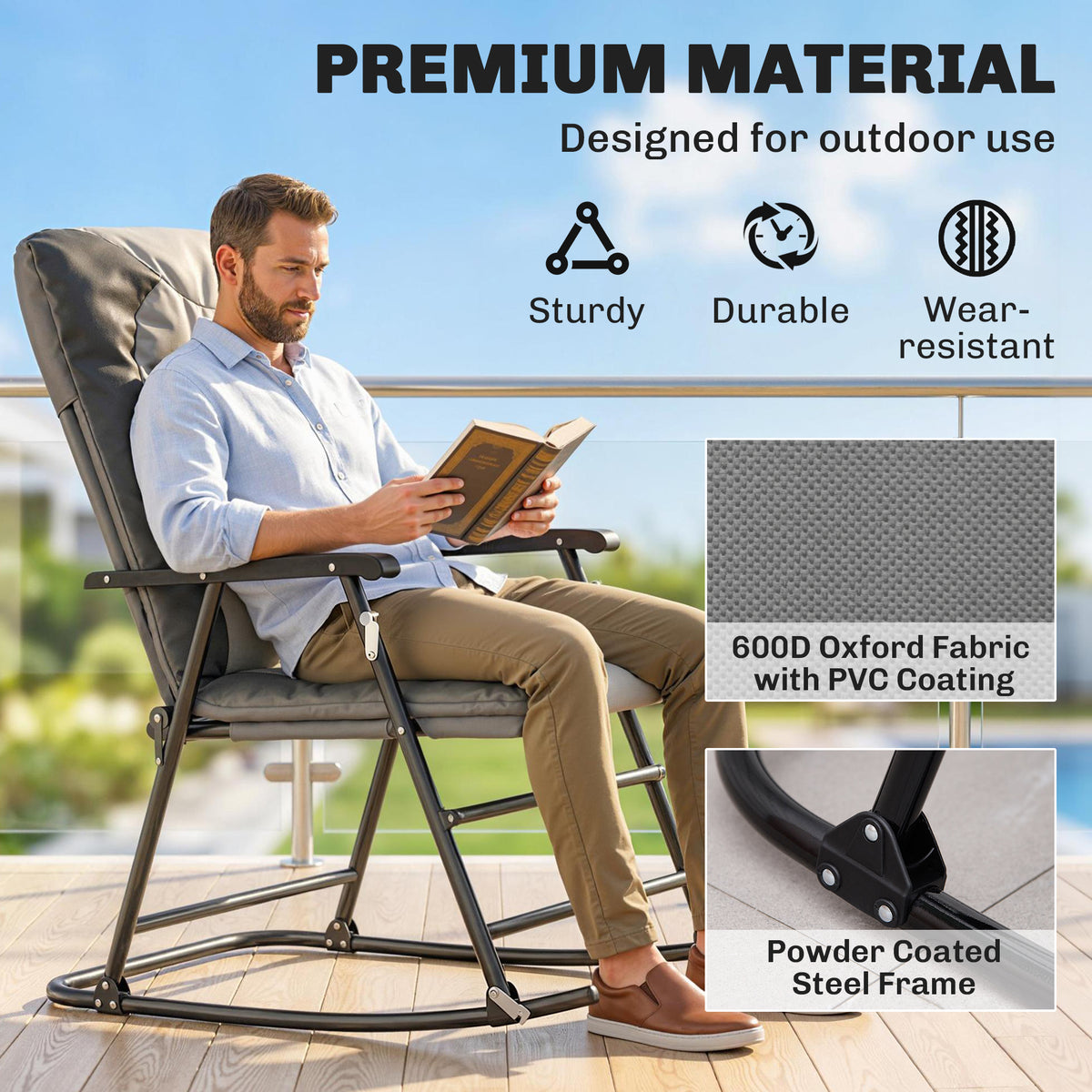 Set of 2 Padded Rocking Chairs with Armrests