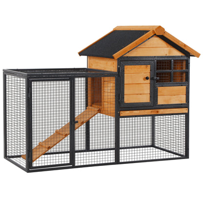 Outdoor Wooden Rabbit Hutch 48" — Yellow