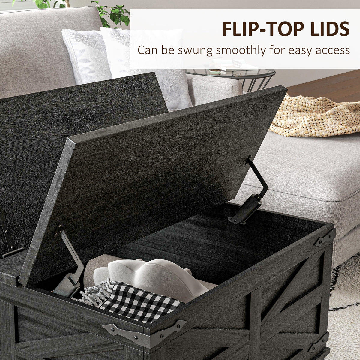 Farmhouse coffee table with hidden storage