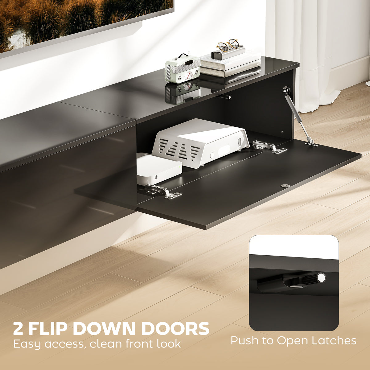 Modern floating wall TV stand