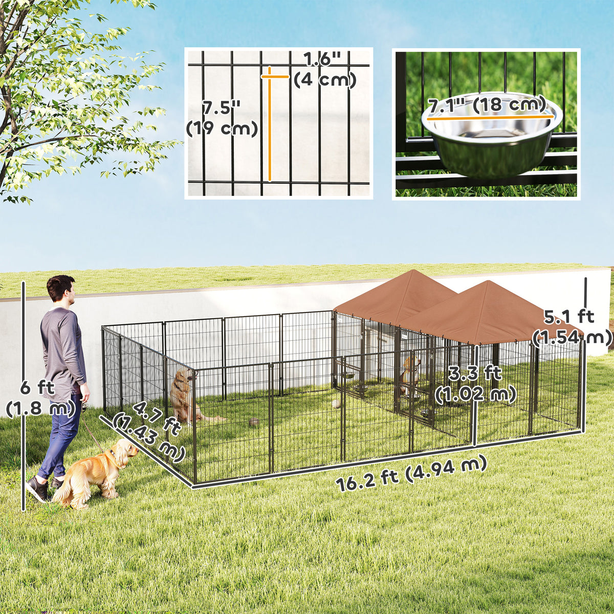 Gran caseta exterior para perros de dos piezas