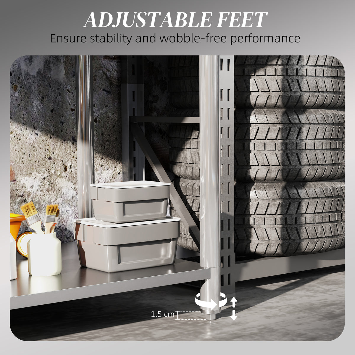 Heavy-duty stainless steel workbench with shelf