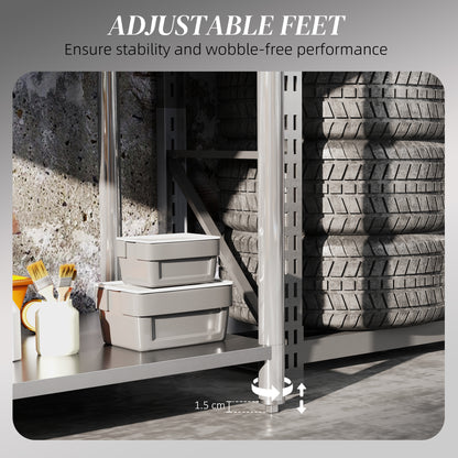 Heavy-duty stainless steel workbench with shelf