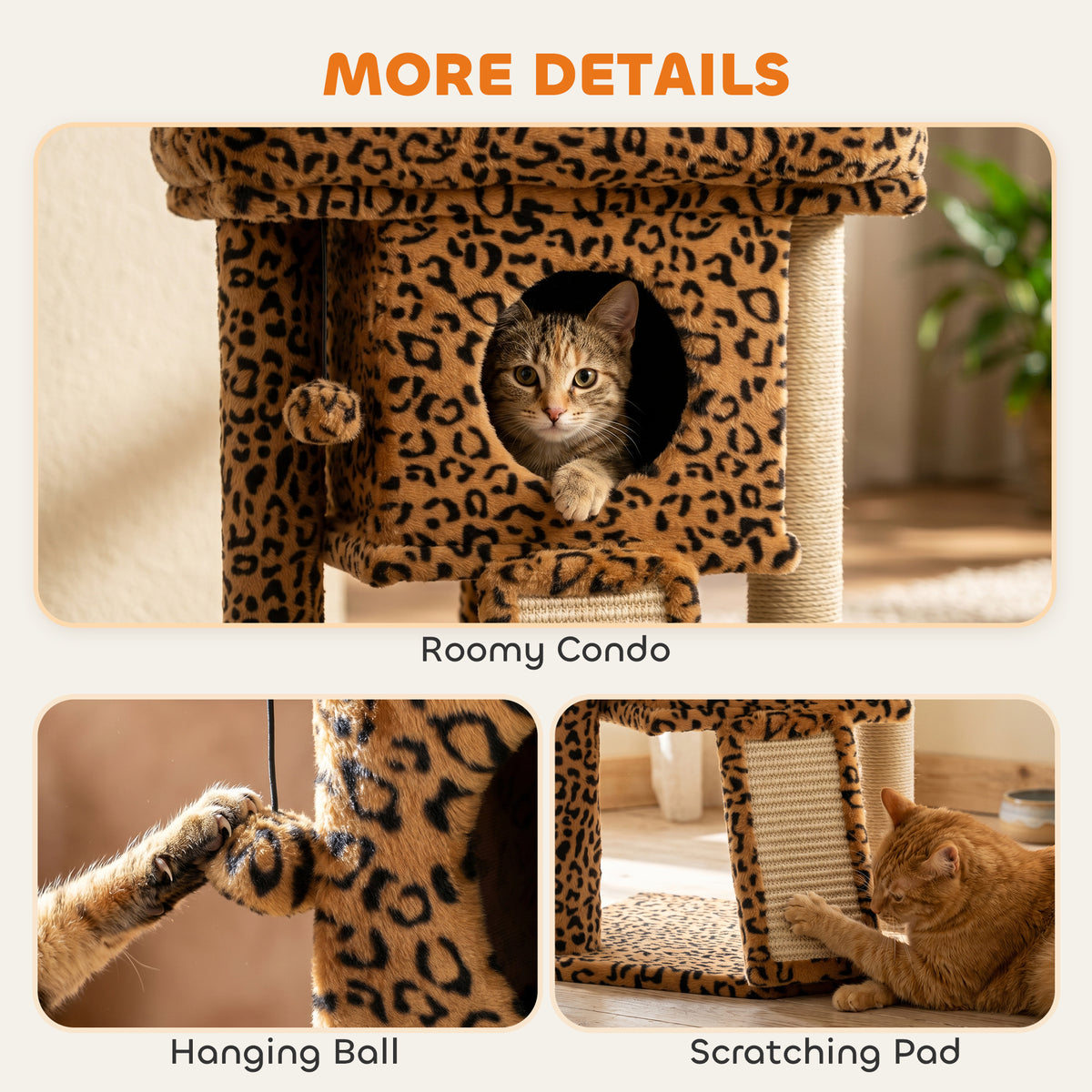 Rascador compacto para gatos con percha y caseta