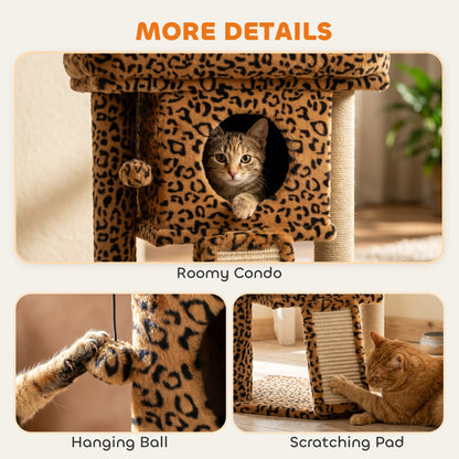 Rascador compacto para gatos con percha y caseta