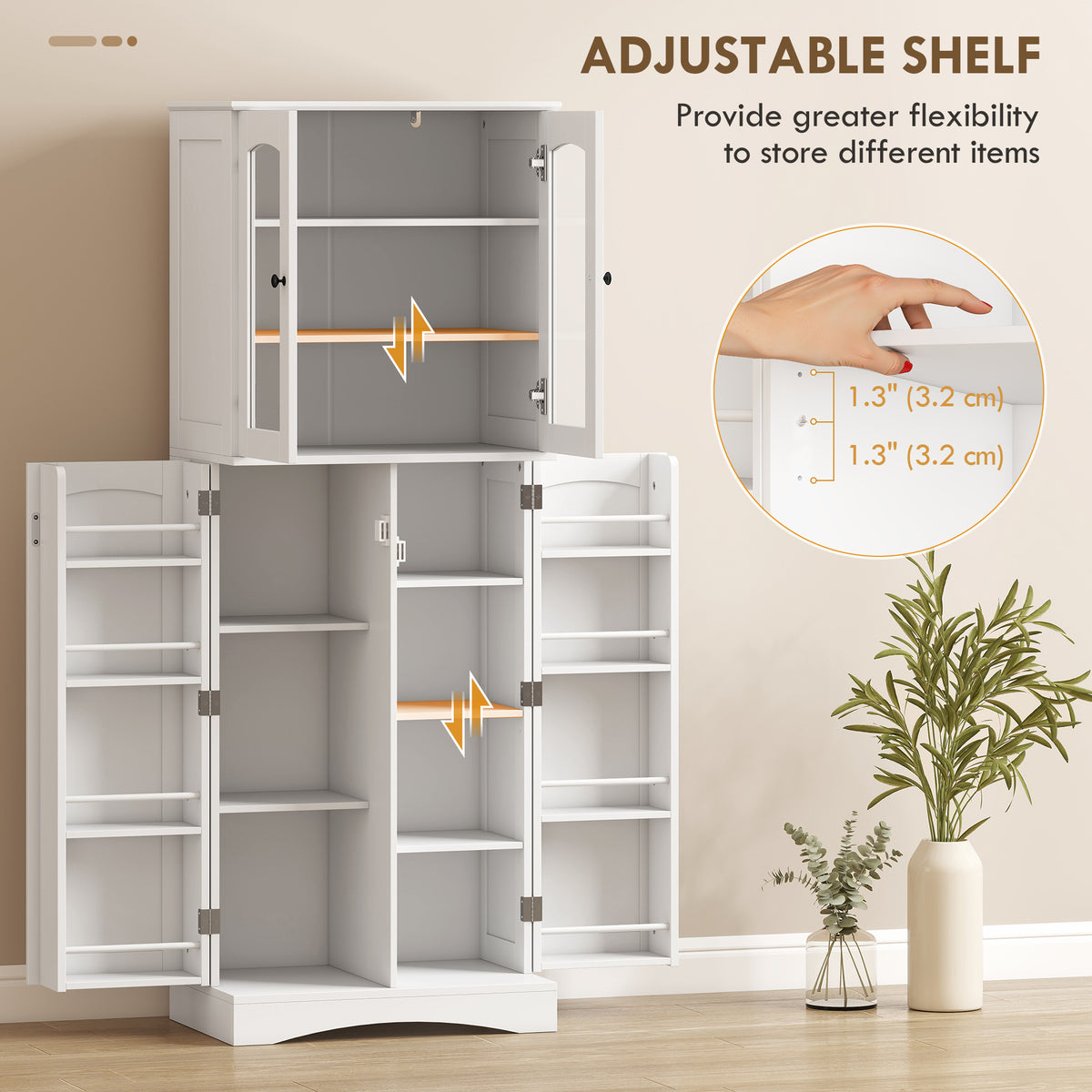 Kitchen Pantry Cabinet with Acrylic Doors
