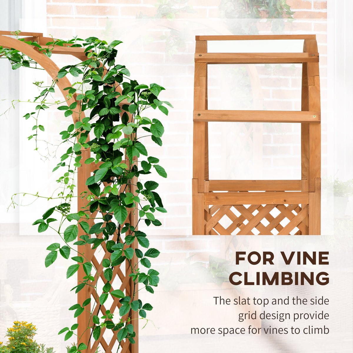 Jardinera elevada con enrejado en arco