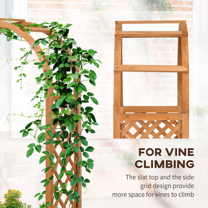 Jardinera elevada con enrejado en arco