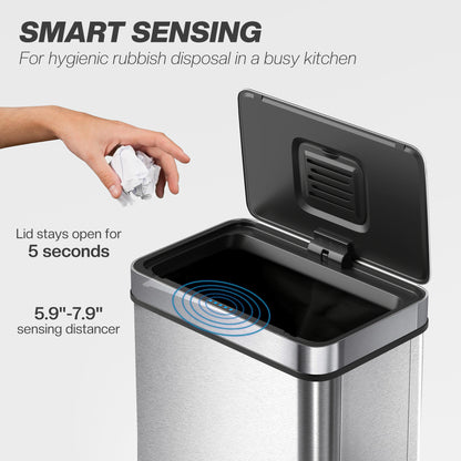 Papelera automática con sensor de acero inoxidable