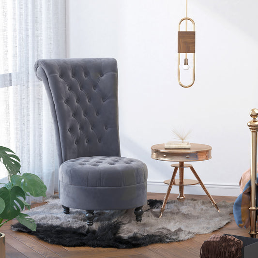 Tufted High Back Velvet Accent Chair