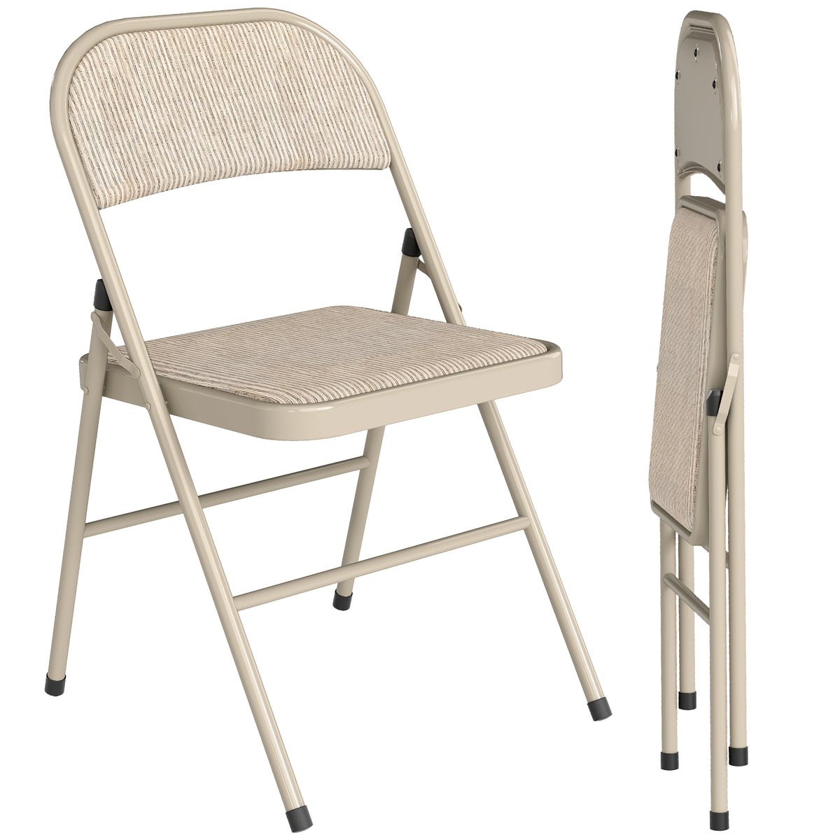 Foldable Padded Faux Leather Dining Chairs — Set of 2