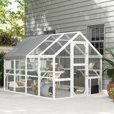 Outdoor cat enclosure wooden with canopy 56 sq ft
