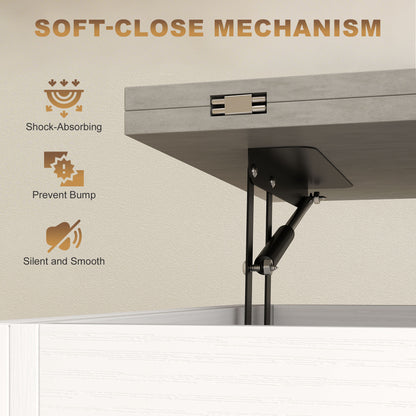 Modern lift top coffee table with storage drawers