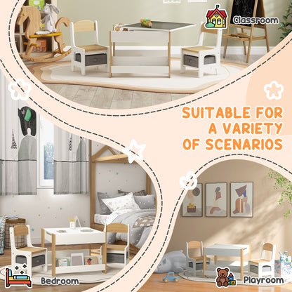 Kids Table and Chair Set with Reversible Tabletop