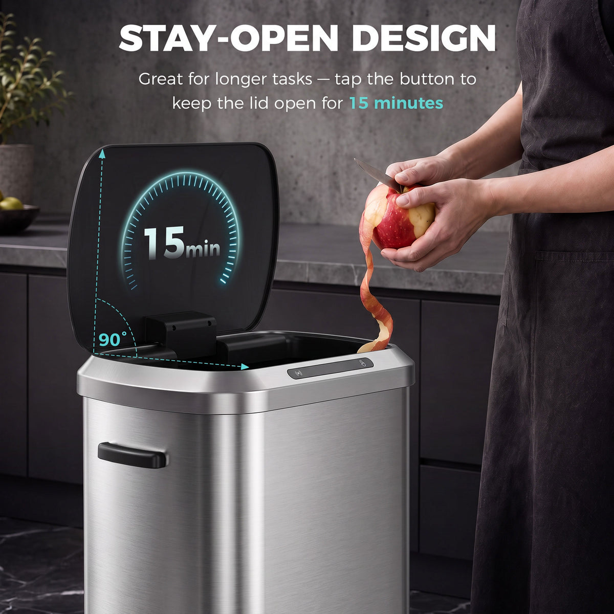 Automatic Touchless Trash Can 50 L Stainless Steel
