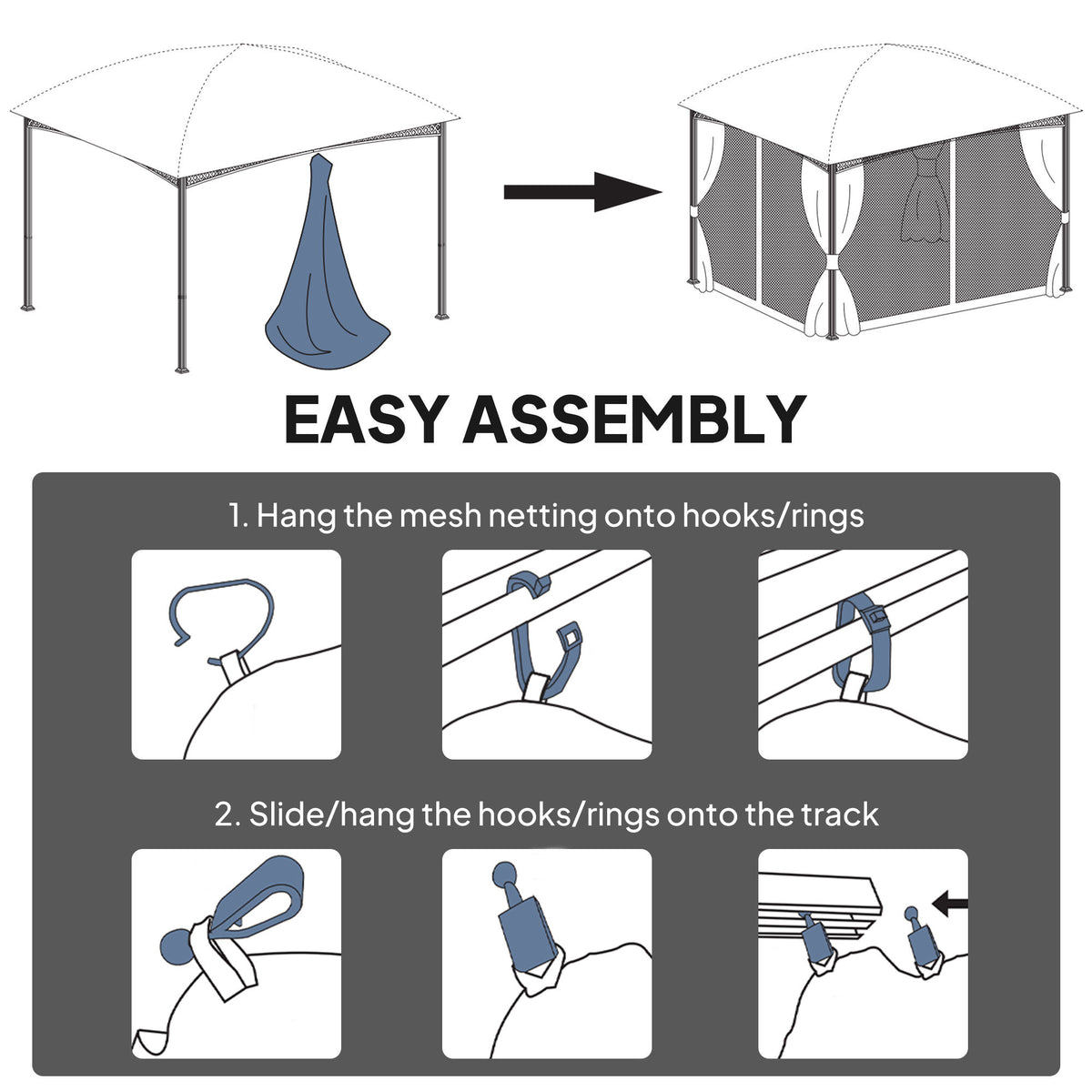 10' x 13' Khaki Gazebo Replacement Mosquito Netting with Zipper