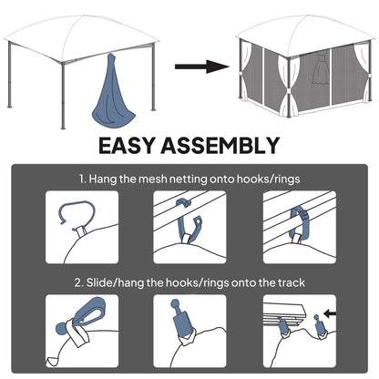 10' x 13' Khaki Gazebo Replacement Mosquito Netting with Zipper