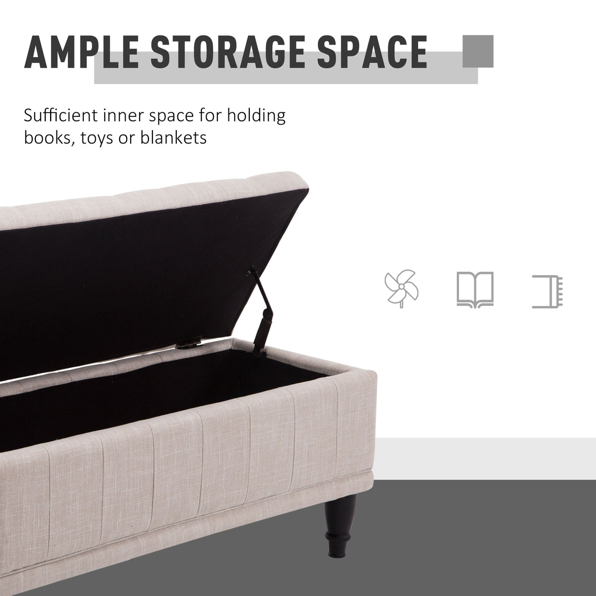 Tufted fabric storage bench
