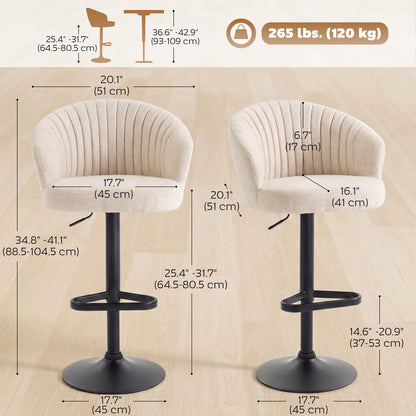 Juego de 2 taburetes de bar giratorios ajustables