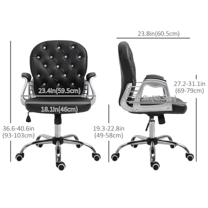 Office chair tufted synthetic leather decorative crystals