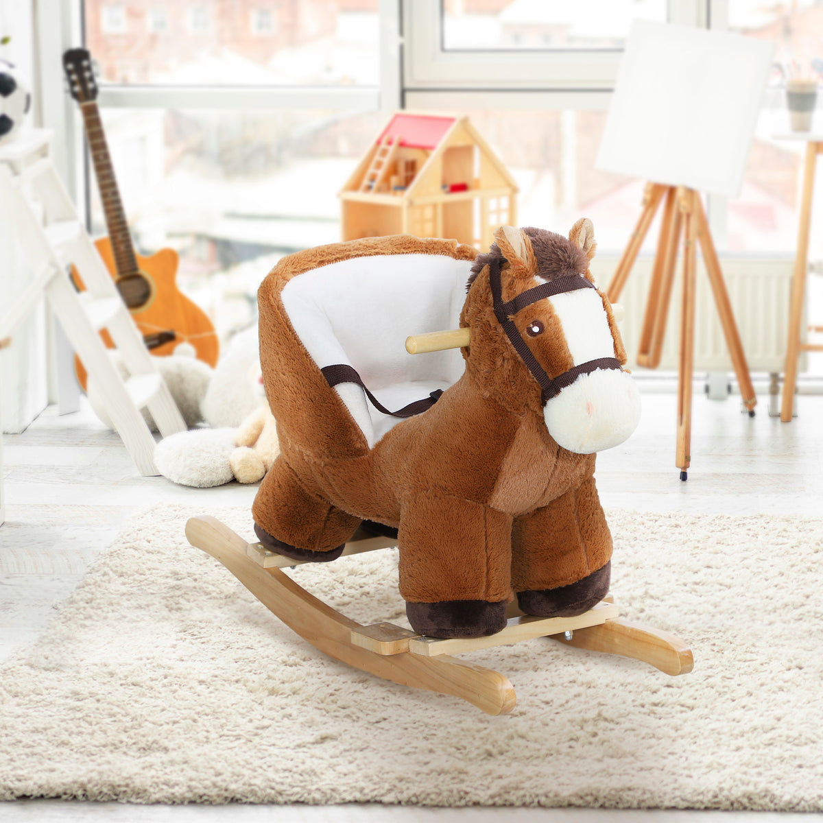 Baby plush rocking horse with sound