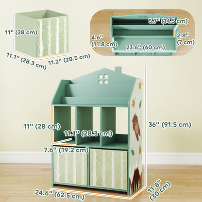 Kids Bookshelf with Storage and Fabric Drawers