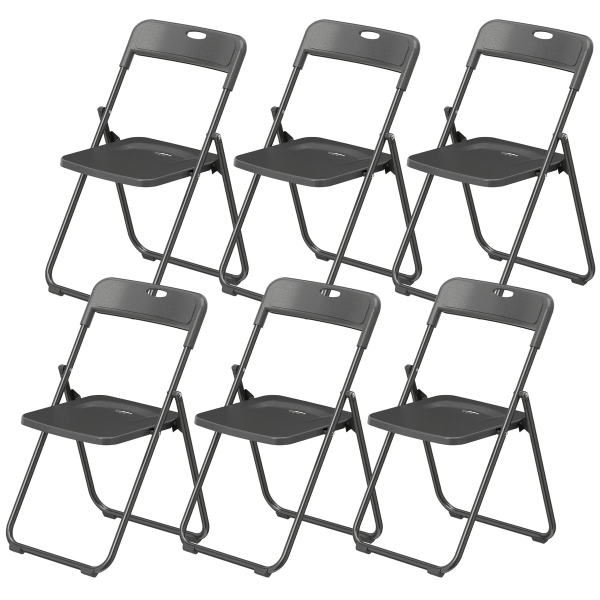 Plastic Folding Chairs with Steel Frame — Set of 6