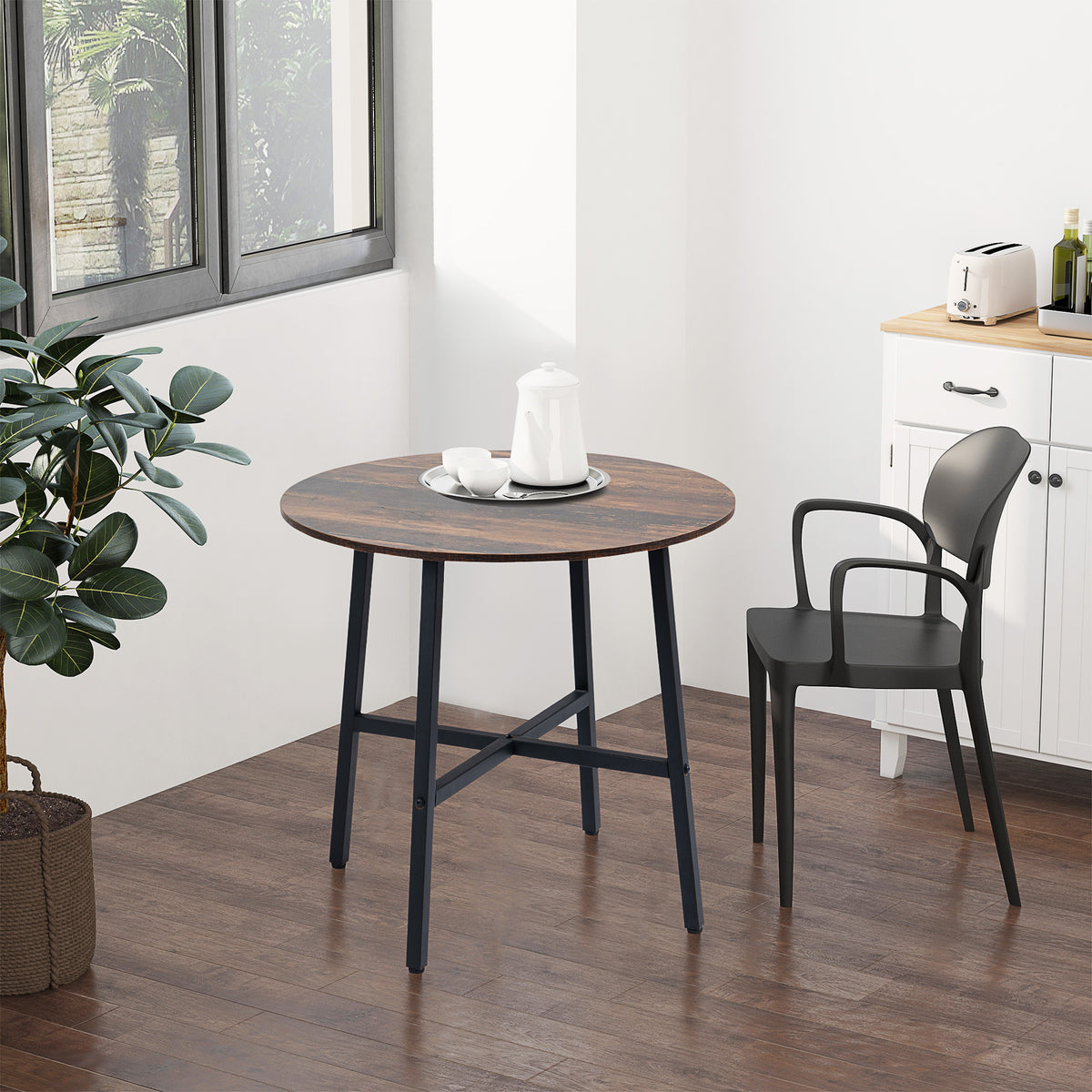 Round industrial style dining table 80 cm