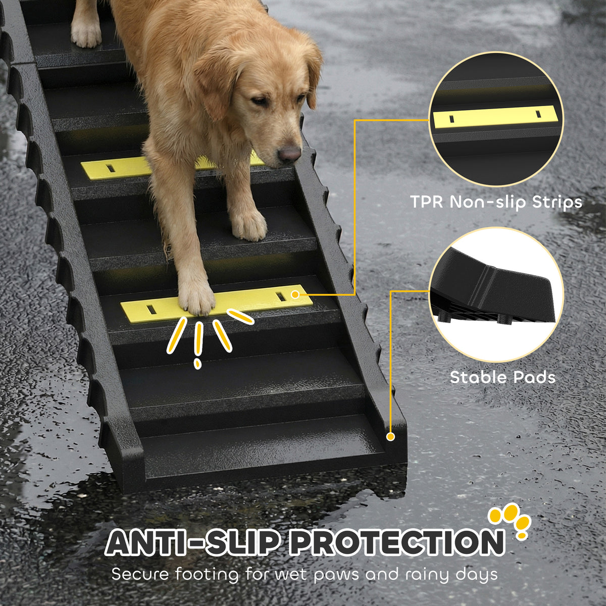 Rampa plegable para perros con peldaños antideslizantes