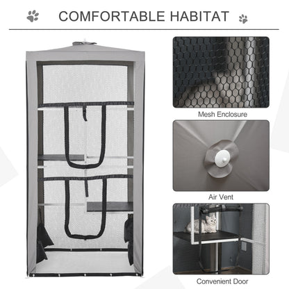 Cercado exterior para gatos con 3 plataformas 201 cm