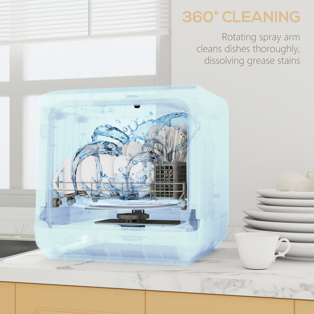 Countertop Dishwasher with 6 L Water Tank