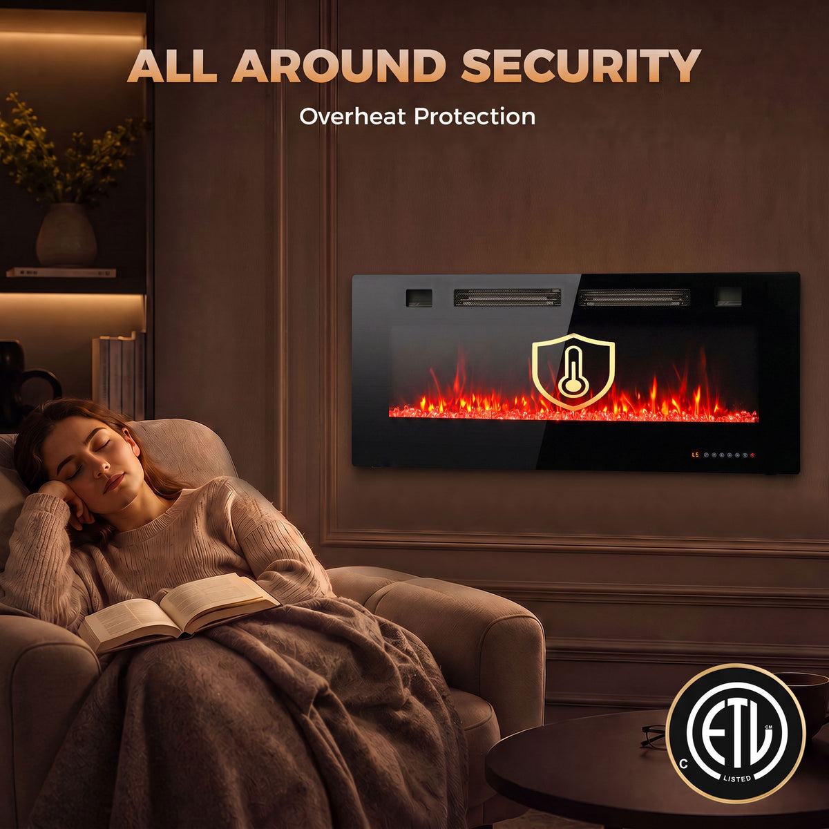 107 cm Ultra-Thin Recessed Wall Mounted Electric Fireplace