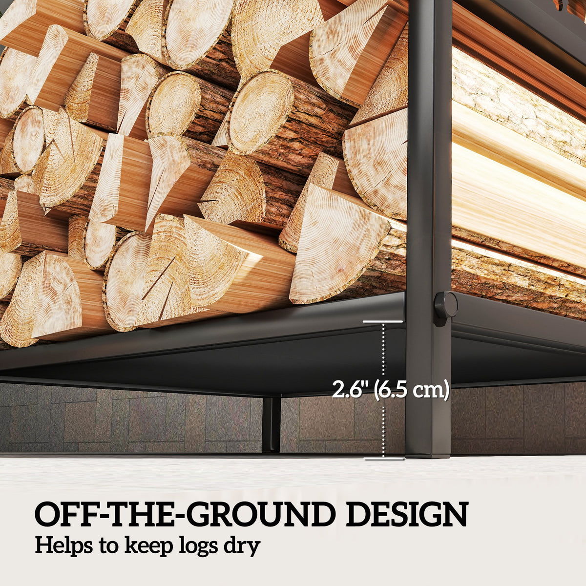 Heavy duty log stand with handles — reindeer design