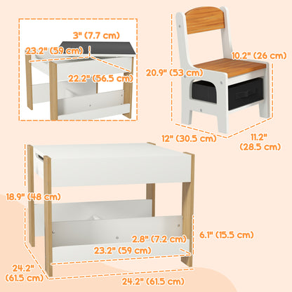 Kids Table and Chair Set with Reversible Tabletop