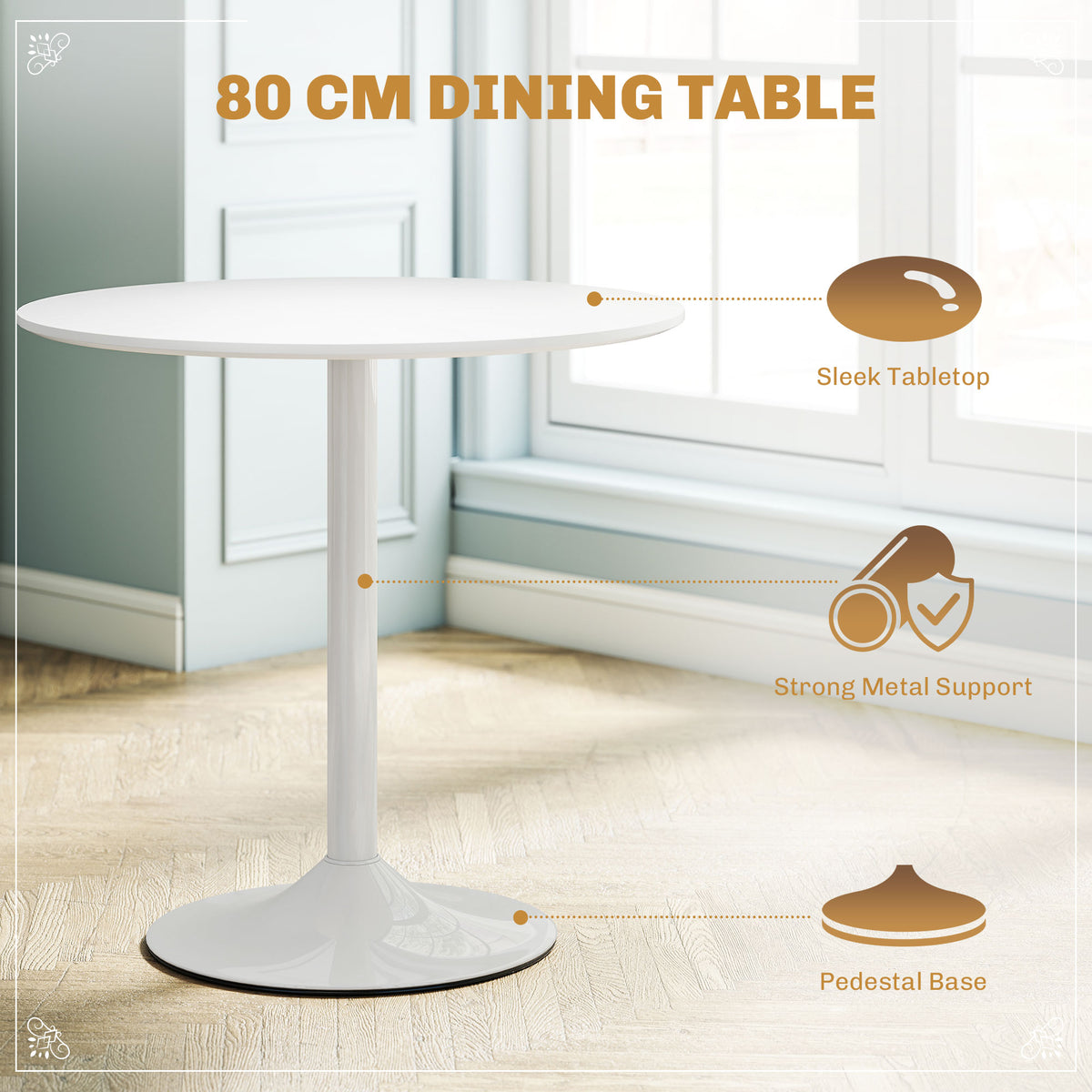 5-Piece Round Dining Set Pedestal Base Padded Chairs
