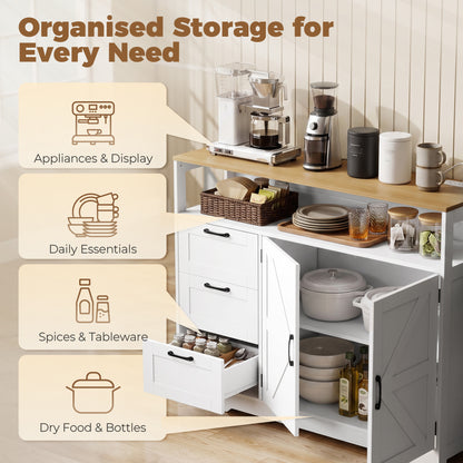 Farmhouse sideboard buffet cabinet with charging station